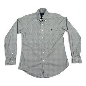 Ralph Lauren Shirt Adult MEDIUM Black White Checkered Gingham Pony Logo Preppy